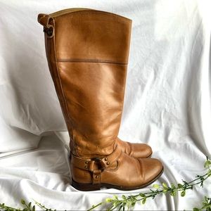 Frye Melissa Harness Inside Zip Camel Riding Boots